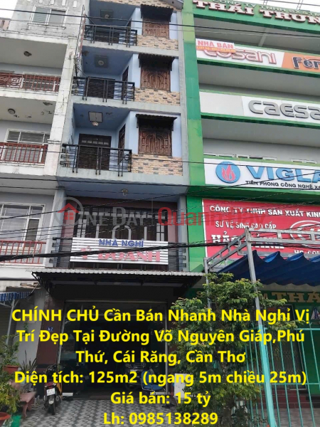 CHÍNH CHỦ Cần Bán Nhanh Nhà Nghỉ Vị Trí Đẹp Tại Đường Võ Nguyên Giáp,Phú Thứ, Cái Răng, Cần Thơ Niêm yết bán