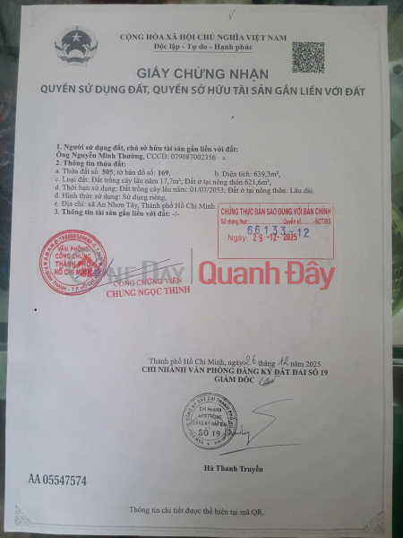 đ 5,7 tỷ, Bán xưởng + đất - An Nhơn Tây, Củ Chi - Giá tốt - Đường xe công - Khu dân cư đông đúc