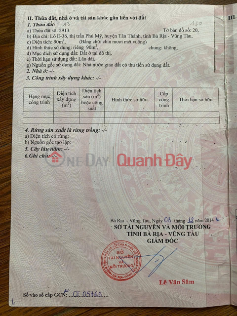 Đất CHÍNH CHỦ - GIÁ TỐT - Lô E36 Thị Trấn Phú Mỹ, Huyện Tân Thành, Tỉnh Bà Rịa Vũng Tàu _0