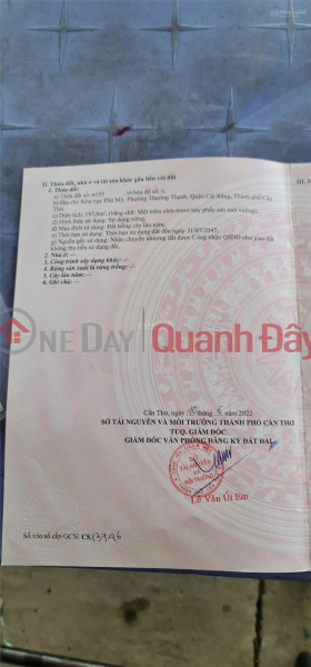 Property Search Vietnam | OneDay | Nhà ở | Niêm yết bán | ĐẦU TƯ SINH LỜI - Chính Chủ Bán ĐẤT NỀN ĐƯỜNG CẶP SÔNG CÁI RĂNG BÉ – CÁCH ĐẠI HỌC TÂY ĐÔ 500M