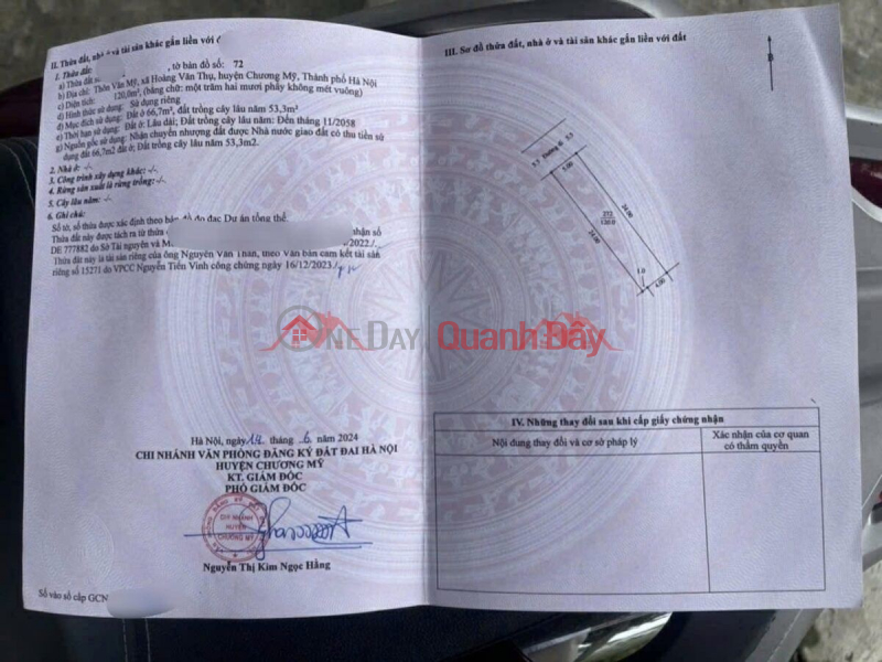 đ 10 Million | OWNER NEEDS TO SELL 120M2 LAND LOT AT HOANG VAN THU-CHUONG MY-HANOI