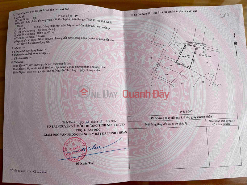 Property Search Vietnam | OneDay | Residential Sales Listings | UNDER 1 BILLION VND, OWN 174.5M² OF RESIDENTIAL LAND IN VAN HAI WARD - PHAN RANG-THAP CHAM CITY – PRICE 960 MILLION VND