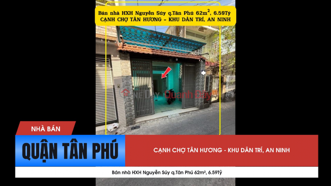 House for sale in alley off Nguyen Suy Street, Tan Phu District, 62m², 6.59 Billion VND - Next to Tan Huong Market Sales Listings