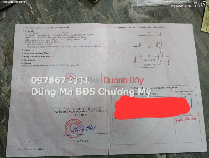 Property Search Vietnam | OneDay | Nhà ở | Niêm yết bán | GIÁ 6TY2 SỞ HỮU LÔ ĐẤT TRỤC CHÍNH KINH DOANH TẠI TT CHÚC SƠN-CHƯƠNG MỸ