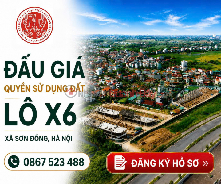 AUCTION NOTICE - LAC VIET PARTNERSHIP AUCTION COMPANY (0867523488)<br \\/> AUCTION OF LOT X6 IN LAI YEN, HANOI - OFFICIAL, Vietnam, Sales, đ 12 Billion