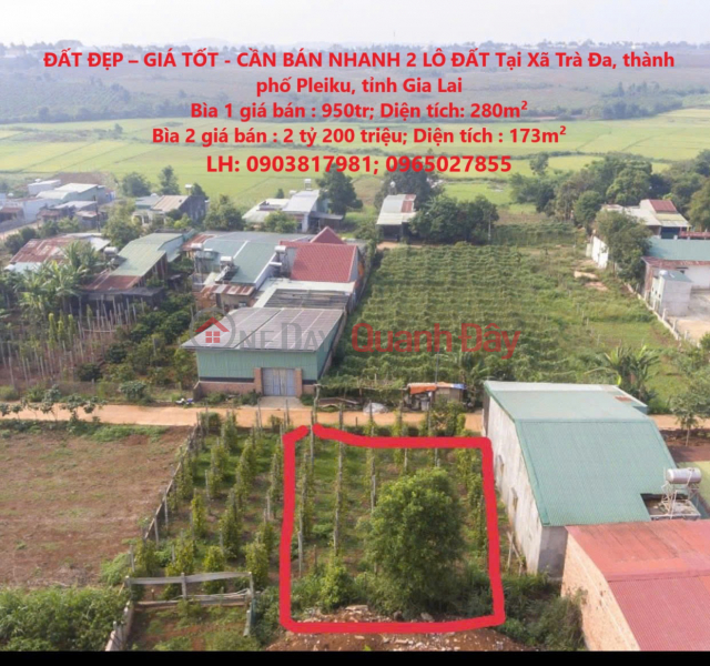 BEAUTIFUL LAND - GOOD PRICE - QUICK SALE OF 2 LOT OF LAND In Tra Da Commune, Pleiku City, Gia Lai Province Sales Listings