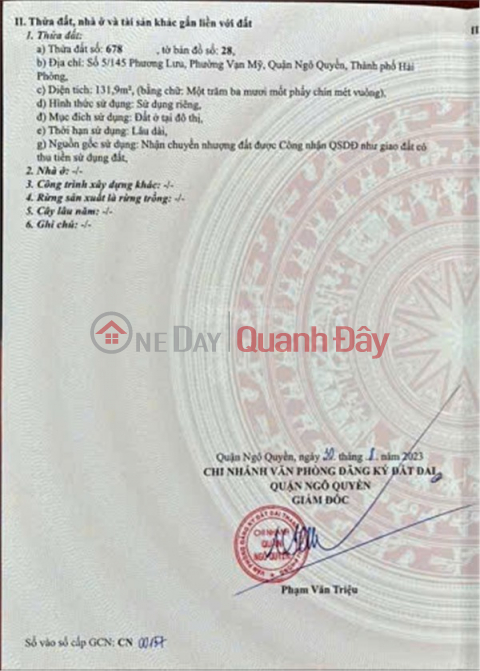 Chính Chủ Bán Căn Nhà Riêng số 5/145 Phường Lưu Vạn Mỹ, Quận Ngô Quyền, TP Hải Phòng _0