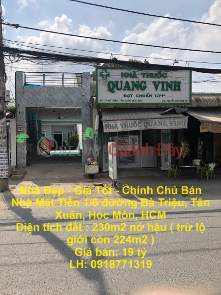 Nhà Đẹp - Giá Tốt - Chính Chủ Bán Nhà Mặt Tiền 1/6 đường Bà Triệu, Tân Xuân, Hóc Môn, HCM Niêm yết bán