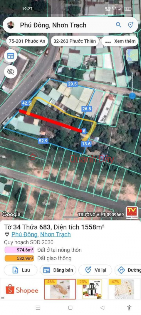 Government For Sale 520m2 of land Tho Cu Nhon Trach District Dong Nai _0