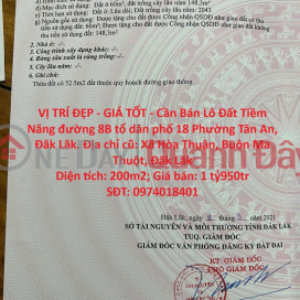 VỊ TRÍ ĐẸP - GIÁ TỐT - Cần Bán Lô Đất Tiềm Năng đường 8B tổ dân phố 18 Phường Tân An, Đăk Lăk _0