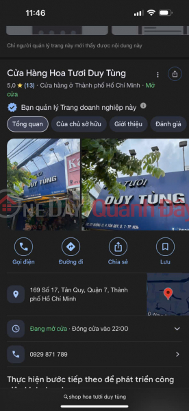 đ 60 Million | Owner is transferring ownership of a flower shop located on Street 17, District 7 - Opposite Le Thanh Tong School.