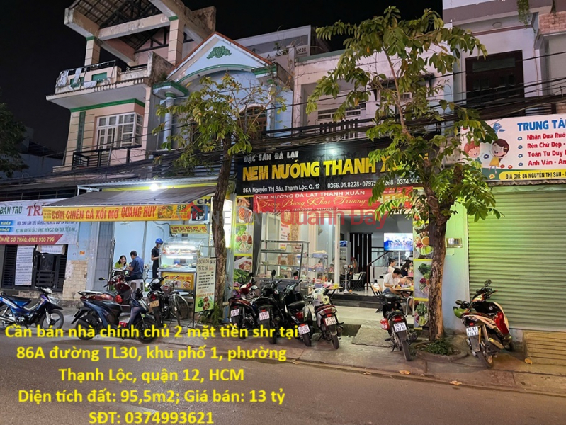 House for sale by owner, 2 fronts, shr at 86A TL30 street, quarter 1, Thanh Loc ward, district 12 Sales Listings