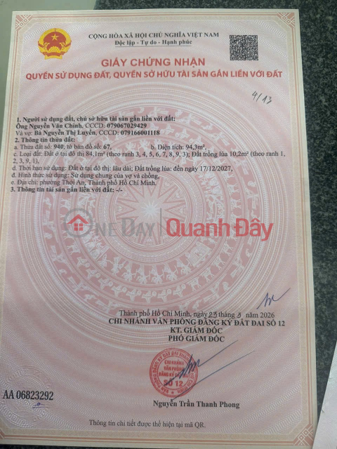 OWNER NEEDS TO SELL LAND IN A PRIME LOCATION ON THANH XUAN 25 STREET, THANH XUAN WARD, DISTRICT 12, HO CHI MINH CITY. _0
