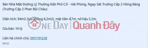 House for sale on Ly Thuong Kiet Street, Old Quarter - Hai Phong, right next to Hong Bang Secondary School. _0
