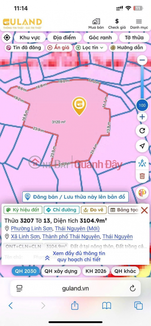 Land for sale, 3104.9m2 (1000m2 residential land) in Linh Son, Thai Nguyen. _0