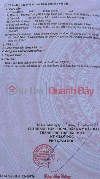 ĐẤT CHÍNH CHỦ - GIÁ TỐT - Phường Tương Bình Hiệp, TP Thủ Dầu Một, Bình Dương Niêm yết bán