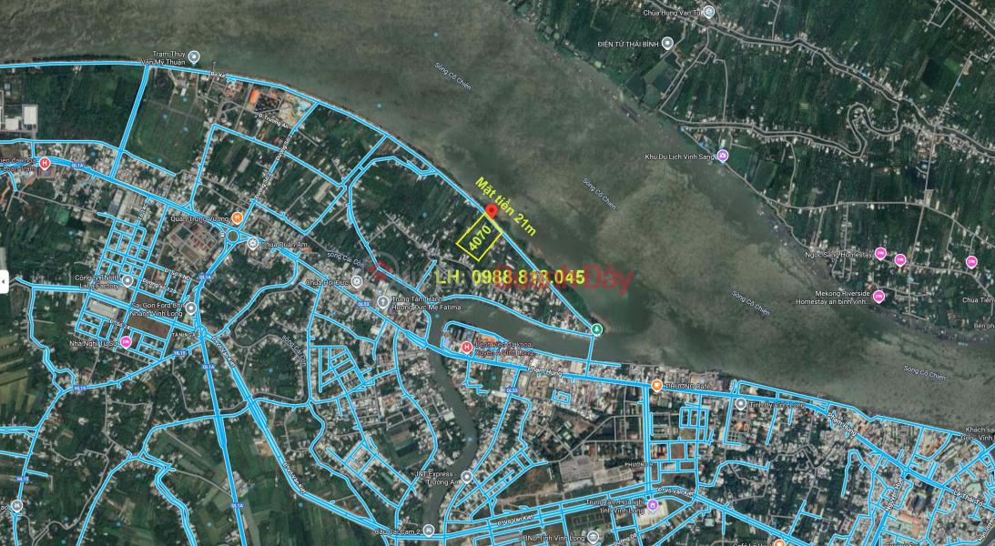 Land for sale in the center of Truong An Ward, Vinh Long City, 4070m2, Co Chien River view, free of charge Sales Listings