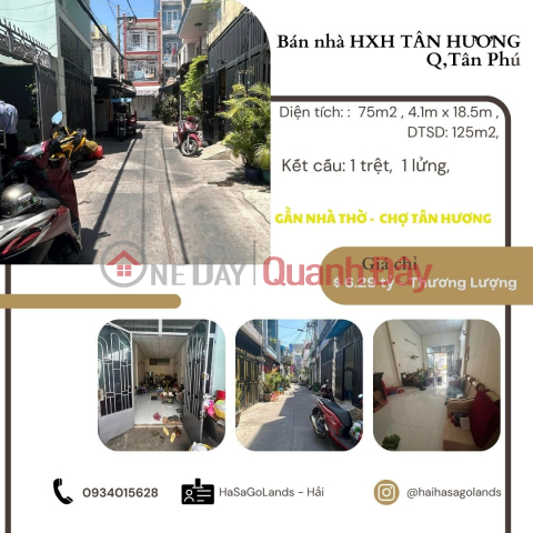 CHÍNH CHỦ bán nhà HXH Tân Hương 75m2,6.29 tỷ, gần chợ Tân Hương _0