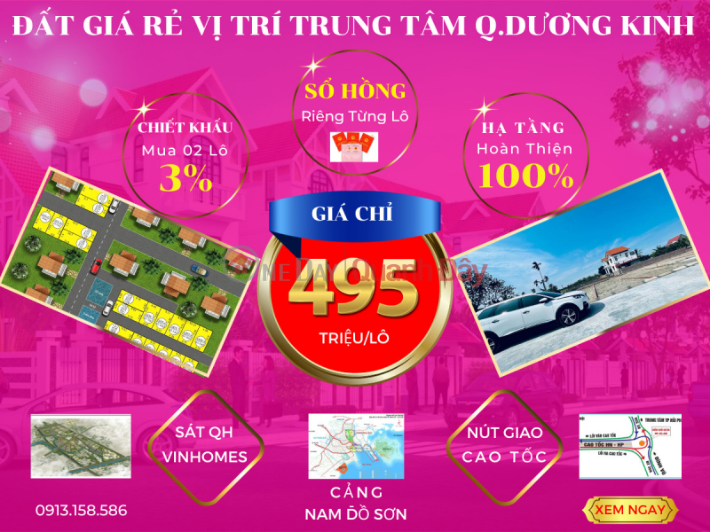 The owner needs to sell 2 adjacent plots of land located in the center of Hoa Nghia ward, Duong Kinh district at a very cheap price Sales Listings