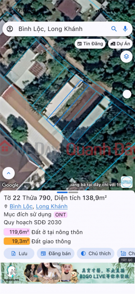 CHÍNH CHỦ CẦN Bán Đất Cạnh Nhà Thờ Bình Khánh, Xã Bình Lộc, Thành phố Long Khánh, Đồng Nai., Việt Nam Bán | đ 1,55 tỷ