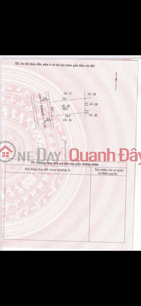 - Auctioned land lot in Dong Son - Chuong My - Hanoi. - Area: 88.3m². - Location of land lot on lane 2 of inter-district road Sales Listings