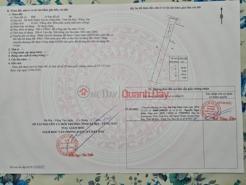 LAND LOT FOR QUICK SALE AT Suoi Nghe, Chau Duc - Ba Ria Vung Tau - GOOD PRICE Sales Listings