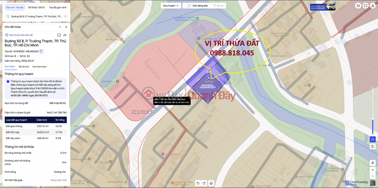 Land for sale 2215m2 Thu Duc district, HCMC, 2215m2, corner lot, 38m frontage, car access. Price 72 billion | Vietnam Sales, đ 70 Billion