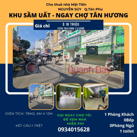 Cho thuê Mặt Bằng chợ Tân Hương 78m2, 18Triệu _0