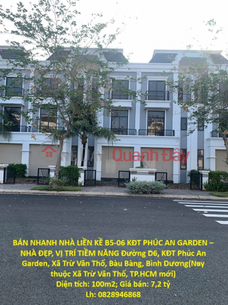 QUICK SALE: TOWNHOUSE B5-06 PHUC AN GARDEN URBAN AREA – BEAUTIFUL HOUSE, POTENTIAL LOCATION Tru Van Tho Commune, Bau Bang District Sales Listings