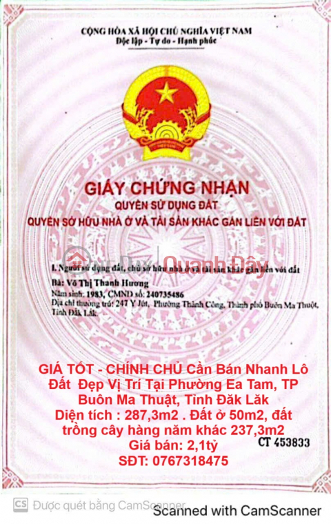 GOOD PRICE - OWNER Needs to Sell Quickly Beautiful Land Lot in Buon Ma Thuot City, Dak Lak Province _0