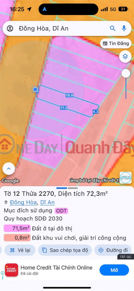 Property Search Vietnam | OneDay | Nhà ở Niêm yết bán, ĐẤT VÀNG GẦN BCONS CITY-BÁN ĐẤT KDC-72,3M²-4,93 Tỷ Tân Hòa, Đ. D2, P.Đông Hòa, TP.Dĩ An, Bình Dương