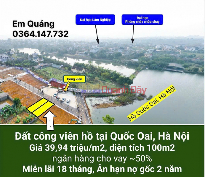 Property Search Vietnam | OneDay | Nhà ở Niêm yết bán, Đất view hồ, đối diện công viên – Không gian sống xanh, thoáng mát giữa lòng Hoà Lạc - Xuân Mai
