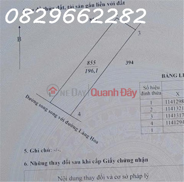 đ 3.2 Billion | Residential Land for Sale on Lang Hoa Street, Sa Dec. 196m2, SHR, Price 3.2 Billion.