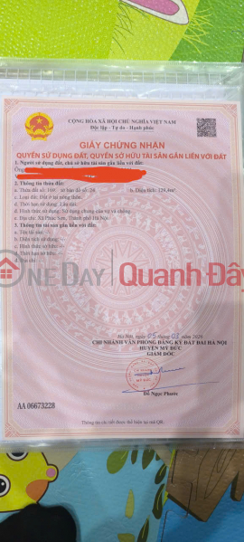 Selling a 129.4m2 (5.22m x 24.79m) plot of land in Phuc Son, My Duc, Hanoi. Sales Listings