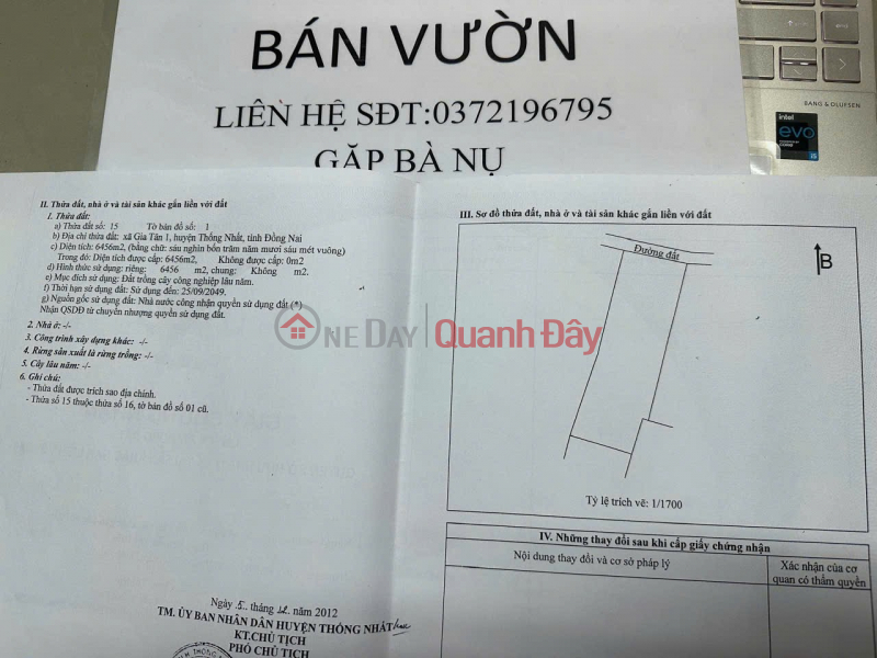BEAUTIFUL LAND - PROFITABLE INVESTMENT - Owner Sells Land Plot Next to Tri An Lake, Gia Tan 1 Commune, Thong Nhat Sales Listings