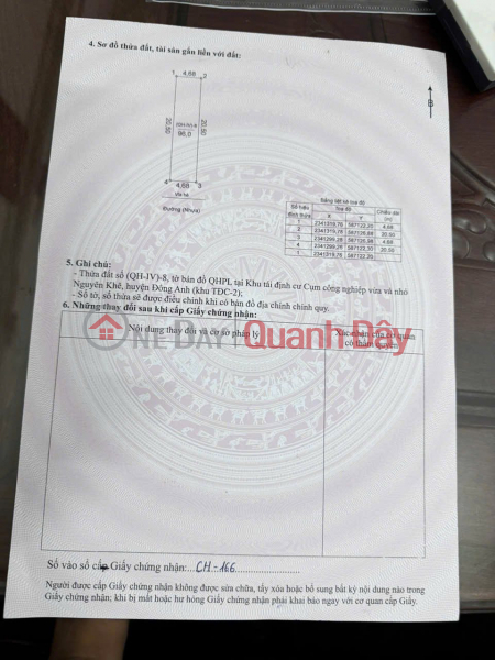 Chính chủ gửi bán 96m Tái Định Cư Nguyên Khê Niêm yết bán