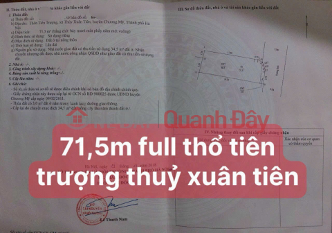 Hàng đẹp vừa túi tiền 
-71,5m đất full thổ cư 
- đường xe tải đánh võng 
- xung quanh toàn biệt thự , nghỉ _0