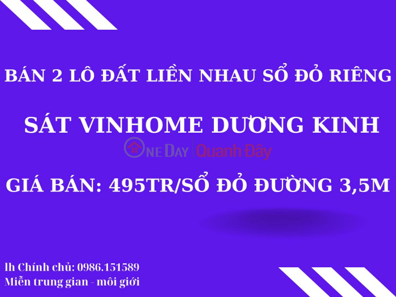 Property Search Vietnam | OneDay | Nhà ở | Niêm yết bán, bán đất sổ đỏ chính chủ giá siêu rẻ nằm ngay trung tâm phát triển kinh tế quận Dương Kinh- Hải Phòng 495tr/