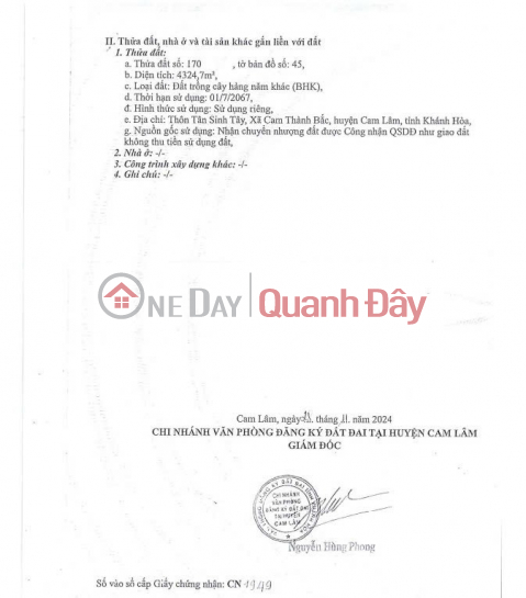 Bán Đất 4324m2 MẶT TIỀN Đường số 4 Cam Thành Bắc, Cam Lâm, Khánh Hòa (chỉ 5 triệu/m²) _0