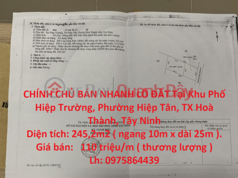 GENERAL SELL LAND Plot In Hiep Truong Quarter, Hiep Tan Ward, Hoa Thanh Town, Tay Ninh _0