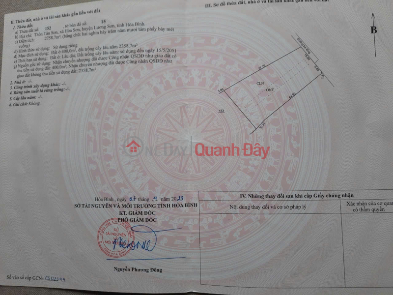 ĐẤT ĐẸP - GIÁ TỐT - Vị Trí Đắc Địa Tại Thôn Tân Sơn, Xã Hoà Sơn, Huyện Lương Sơn, Hoà Bình Niêm yết bán