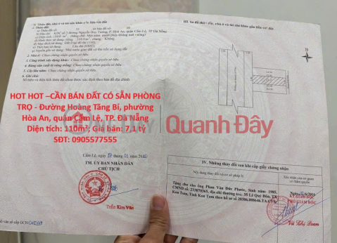 HOT HOT –CẦN BÁN ĐẤT CÓ SẴN PHÒNG TRỌ - Đường Hoàng Tăng Bí, phường Hòa An, quận Cẩm Lệ, TP. Đà Nẵng _0