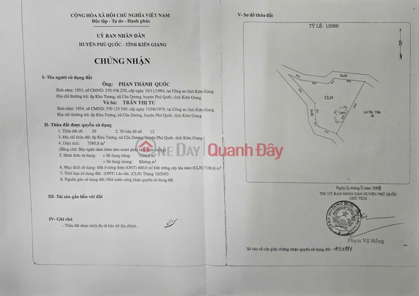 đ 18 Billion | Urgent sale of garden land in Tuong area, Phu Quoc, suitable for homestay, farmstay or eco-resort.