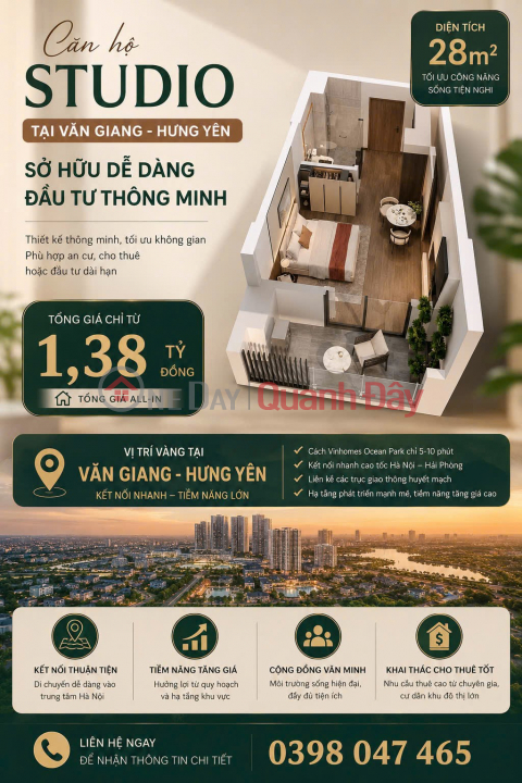 Sở Hữu Ngay Căn Hộ STUDIO - ĐẦU TƯ THÔNG MINH Tại Văn Giang - Hưng Yên _0