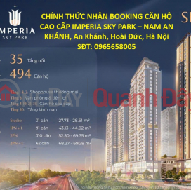 CHÍNH THỨC NHẬN BOOKING CĂN HỘ CAO CẤP IMPERIA SKY PARK – NAM AN KHÁNH, An Khánh, Hoài Đức, Hà Nội _0
