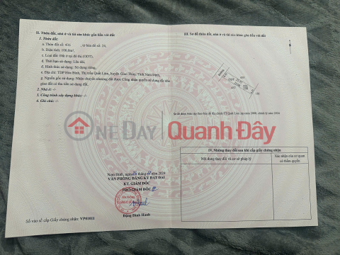 Land in Quat Lam Town, Giao Thuy District 1.7 billion - 100m² near night market, bustling business - Nguyen Hung Real Estate - _0