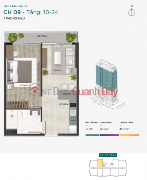 Bán căn hộ 1PN tại dự án The Filmore Việt Nam | Bán, ₫ 5,5 tỷ