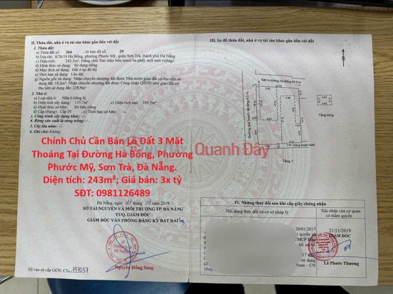 Owner Needs to Sell a 3-sided Open Land Lot in Ha Bong, 3 Steps from Da Nang Financial Center Sales Listings