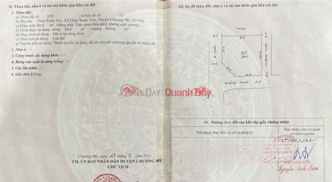 CHÍNH CHỦ CẦN BÁN LÔ ĐẤT 84M TẠI THỦY XUÂN TIÊN-CHƯƠNG MỸ-HÀ NỘI | Việt Nam Bán | đ 40 triệu