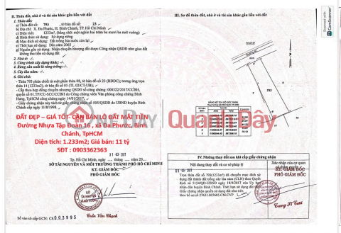 ĐẤT ĐẸP – GIÁ TỐT- CẦN BÁN LÔ ĐẤT MẶT TIỀN Đường Nhựa Tập Đoàn 16 , xã Đa Phước, Bình Chánh, TpHCM _0